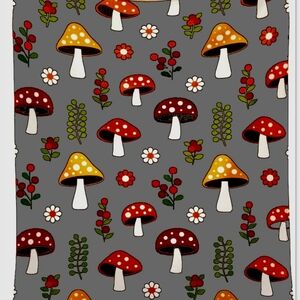Mushroom Plush Throw Blanket Grey Gray 46x60 46 x 60🍄